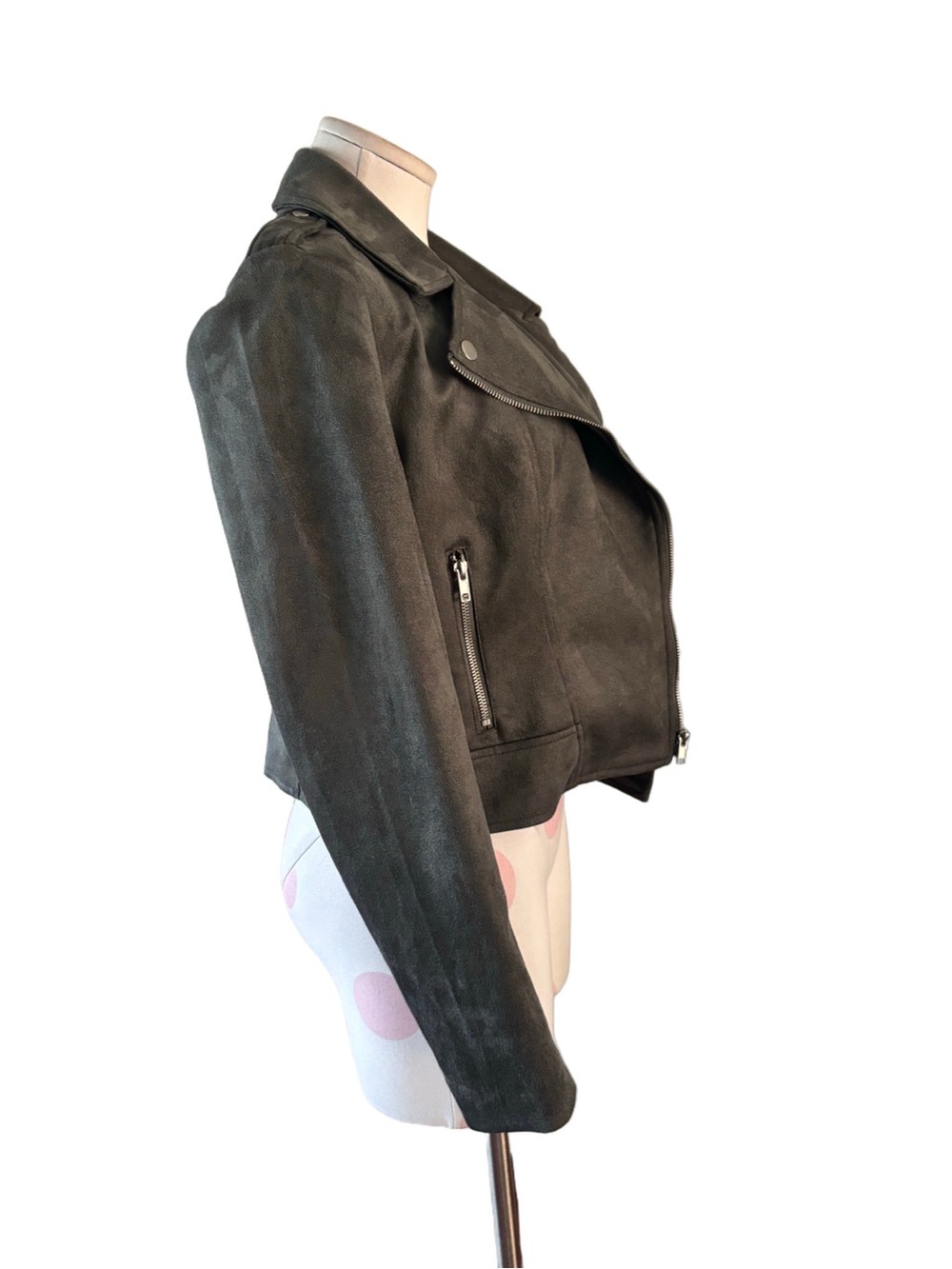 Olive Sage Faux Suede Moto Jacket – BB Dakota Steve Madden – M - Picture 5 of 8